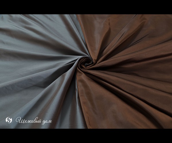 Двусторонний шоколадный с изнанкой цвета морской волны императорский шелк сатин